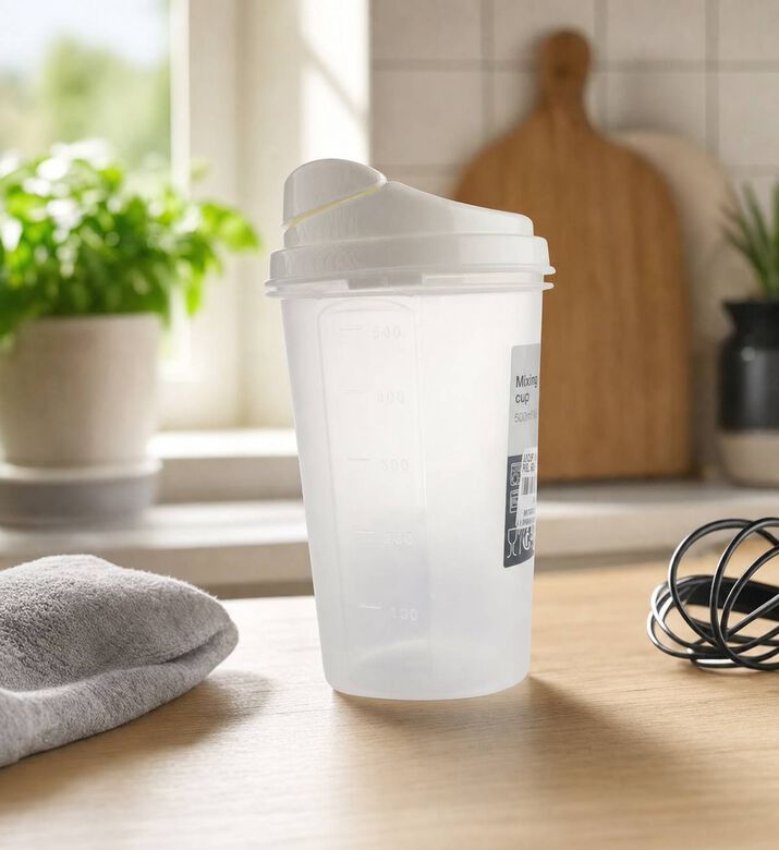 Excellent Houseware Lid Plastic Bottle Shaker, White, 500-ml, Model View