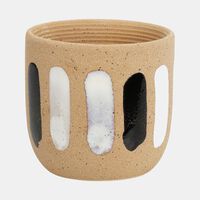 Stoneware Striped Flower Pot