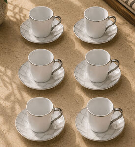 Home Deco and More Milan Coffee Cup 6-piece Set, Silver, Packshot View