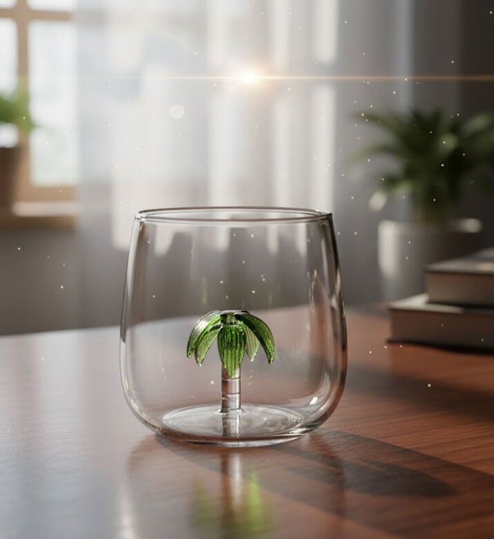 Home Deco and More Palm Tree Drinking Glass, Packshot View