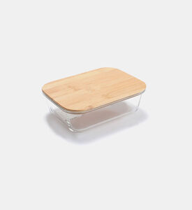 Glass Rectangle Bamboo Lid Container