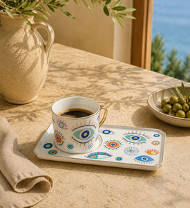Home Deco and More Porcelain Eye Motif Cup & Tray Set, Packshot View