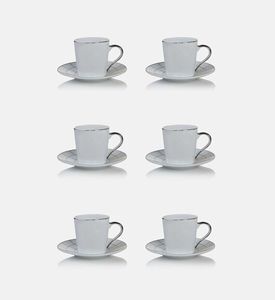 Home Deco and More Milan Coffee Cup 6-piece Set, Silver, Packshot View