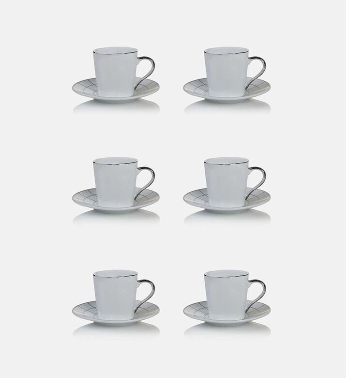 Home Deco and More Milan Coffee Cup 6-piece Set, Silver, Packshot View