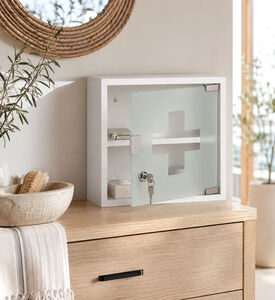 Bathroom Solutions Clear Medicine Storage Box, White, Packshot View