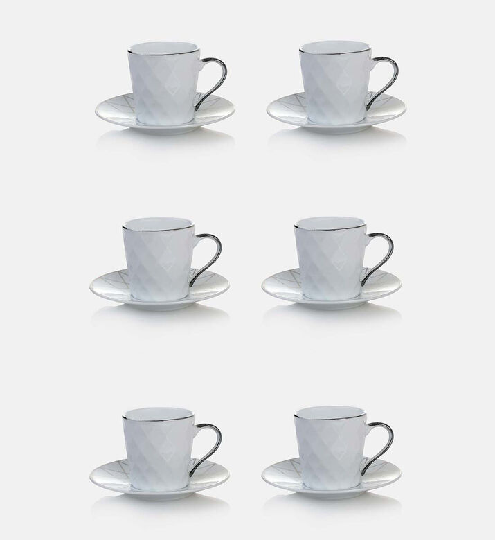 Home Deco and More Casa Coffee Cup 6-piece Set, Silver, Packshot View