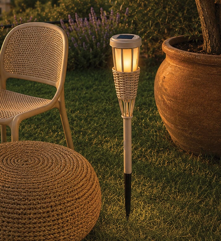 Home Deco and More Solar Led Torch Garden Stake, Brown, Packshot View