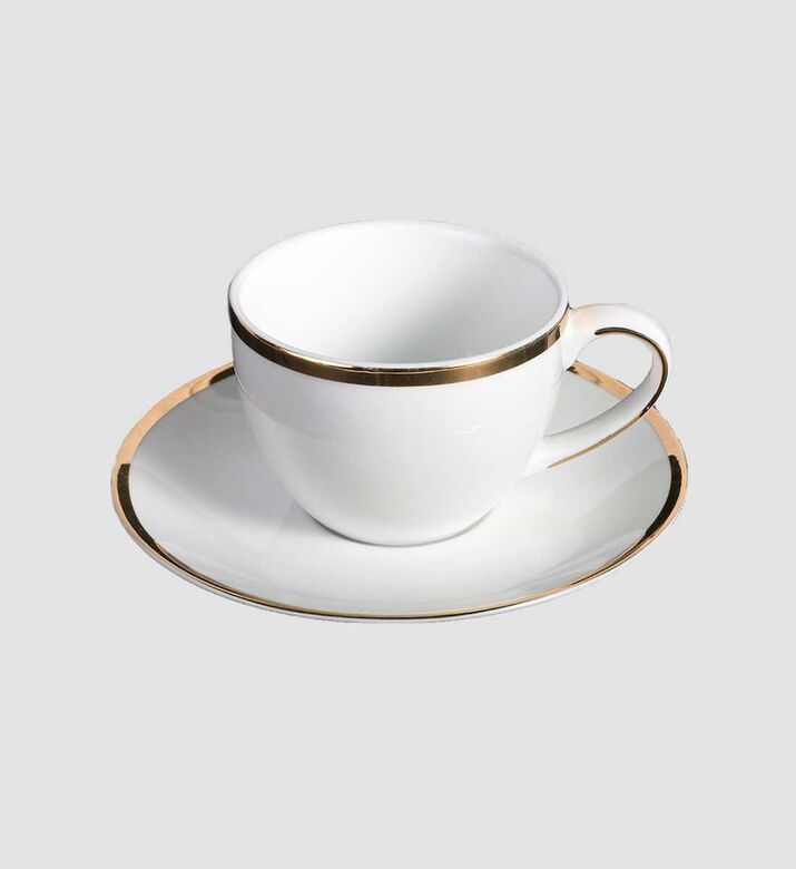Home Deco and More Gold-rimmed Tea Cups 6-piece Set, Packshot View