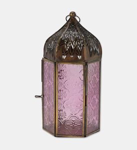 Home Deco and More Glass Cylindrical-shape Lantern, Pink, Packshot View
