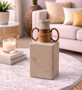 Jolipa Celine Cement Oval Ring Vase, Natural, Packshot View