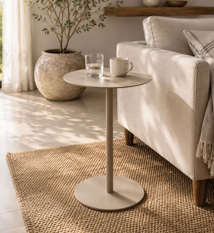 Home Deco and More Sand Tone Round Side Table, Packshot View