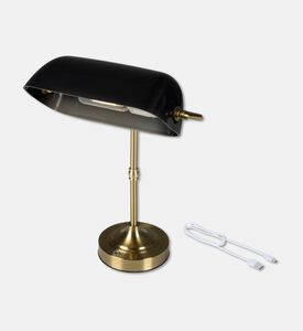 Kaemingk Table Lamp Led Iron Banker, Black, Packshot View