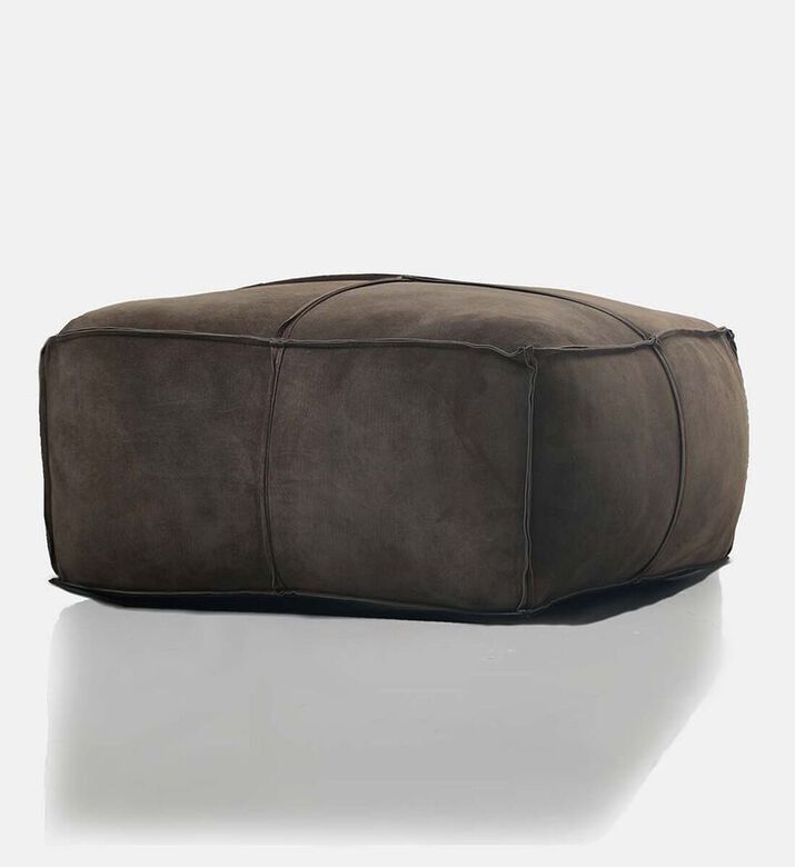 Home Deco and More Elmer Suede Leather Square Pouf, Packshot View