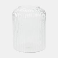 Glass Ribbed Vase 14 X 24 Cm