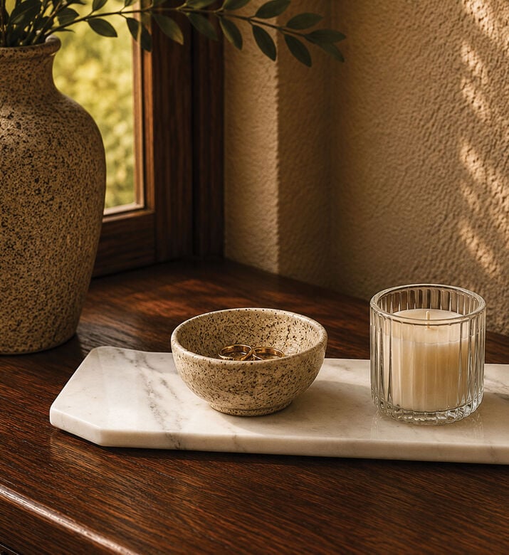 Home Deco and More Tracy Solid Marble Tray, Packshot View