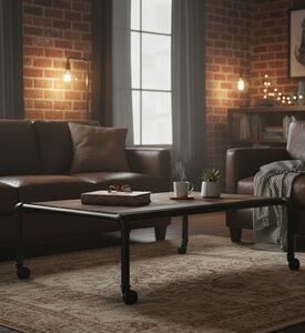 Home Deco and More Recycled Wood Iron Coffee Table, Packshot View