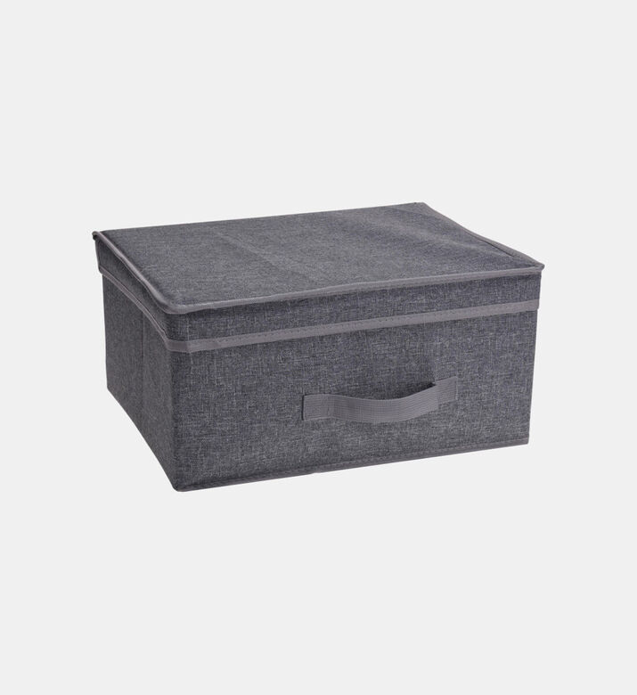 Home Deco and More Foldable Handled Strorage Box, Light-grey, 39x29x19-cm, Packshot View