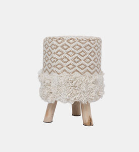 Home Deco and More Mila Cotton Fringes Round Stool, Packshot View
