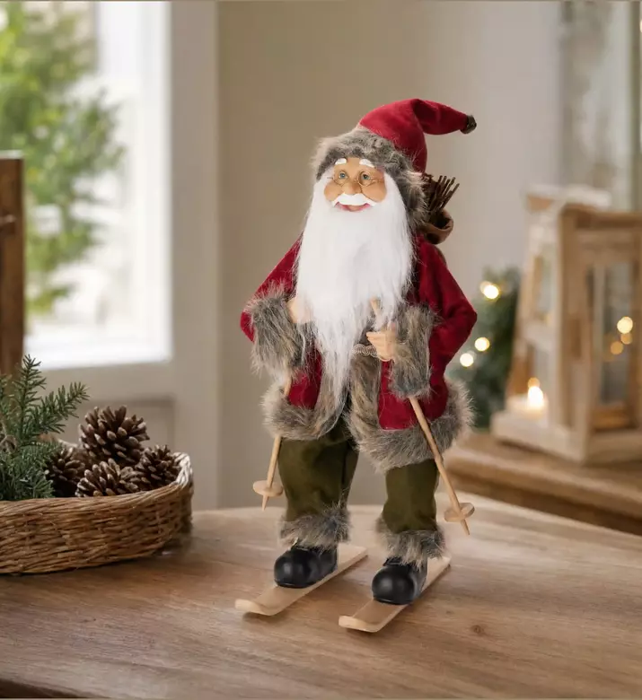 Home Deco and More Santa Claus Skiing Figurine, Model View