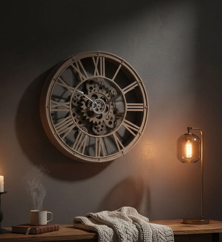 Home Deco and More Roman Number Moving Gears Wall Clock, Packshot View