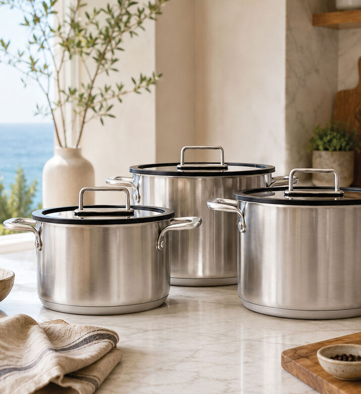 Home Deco and More Silicone-rimmed 6-piece Cookware Set, Packshot View