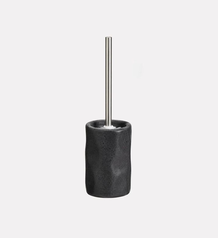 Home Deco and More Textured Stoneware Toilet Brush Holder, Black, Packshot View