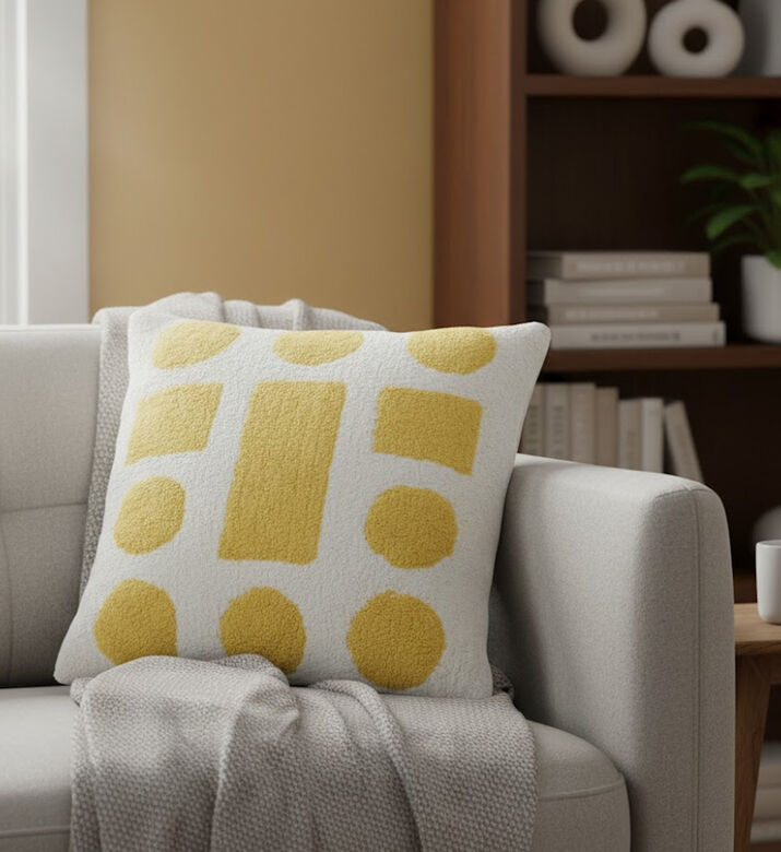 Home Deco and More Fresco Tufted Circle Decorative Cushion 45x45 Cm, Packshot View