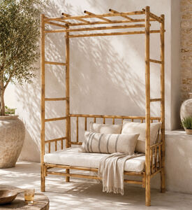 Home Deco and More Pergola Frame Bamboo Bench, Packshot View