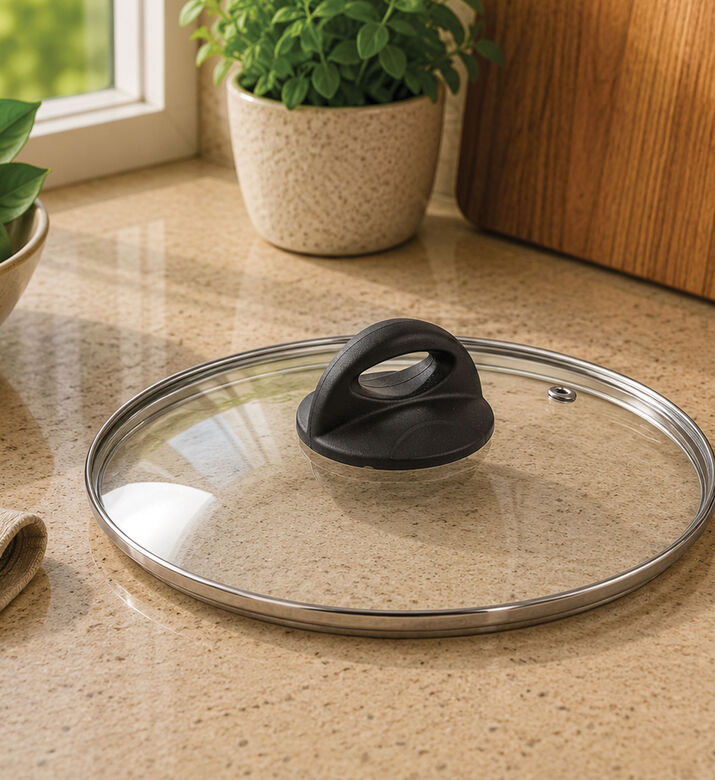 Barazzoni Simple Glass Handled Round Lid, Clear, 20-cm, Packshot View