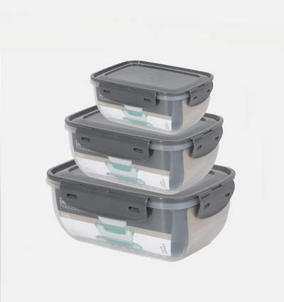 Plastic Lid 3-piece Storage Box Set
