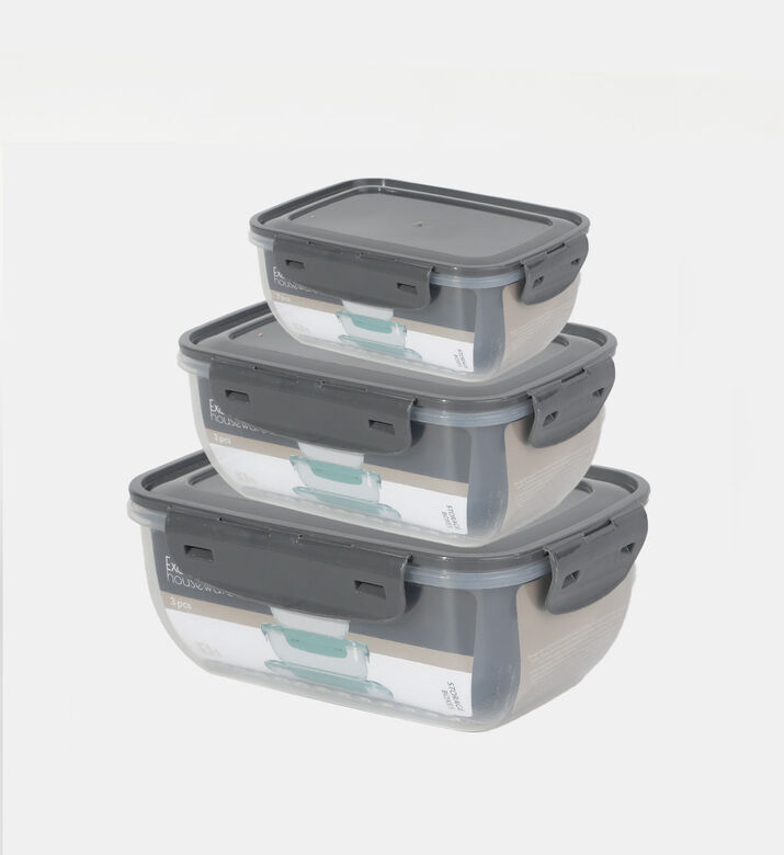 Plastic Lid 3-piece Storage Box Set