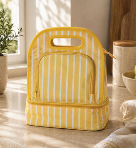 Home Deco and More Stripe Pattern Cooler Lunch Bag, Yellow, Packshot View
