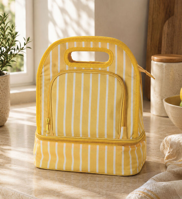 Home Deco and More Stripe Pattern Cooler Lunch Bag, Yellow, Packshot View