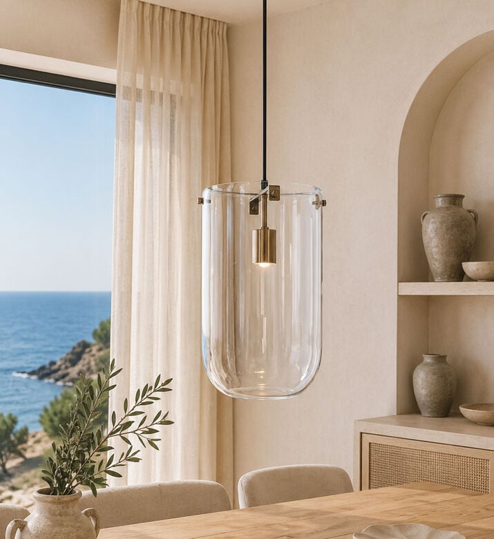 Light and Living Mable Glass Bronze Hanging Lamp, Packshot View