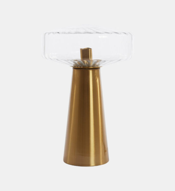 Light and Living Pleat Glass Table Lamp, 30x45-cm, Clear, Packshot View