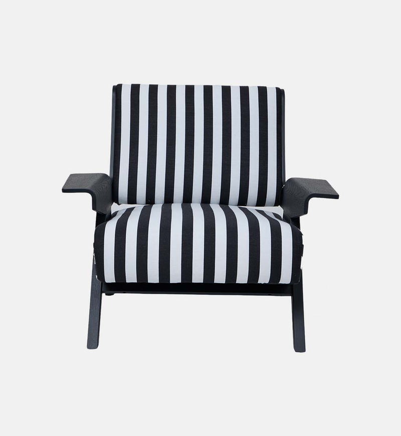 Sculpted Striped Angular Frame Armchair