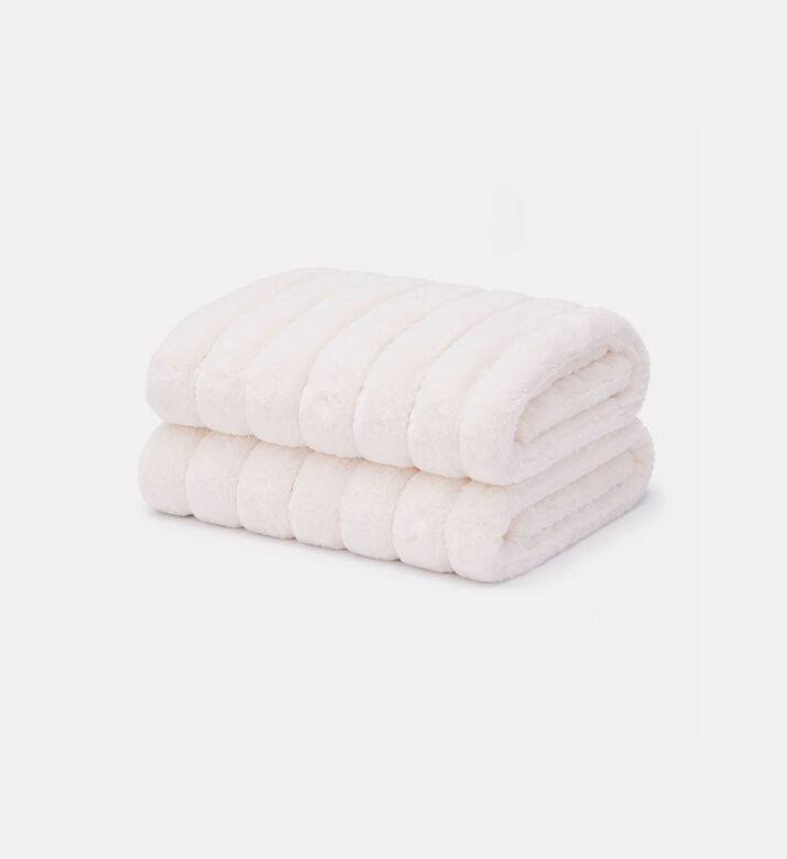 Home Deco and More Plaid Woven Throw Blanket, White, Packshot View