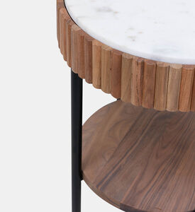 Home Deco and More Acacia Wood Ribbed Side Table, Packshot View