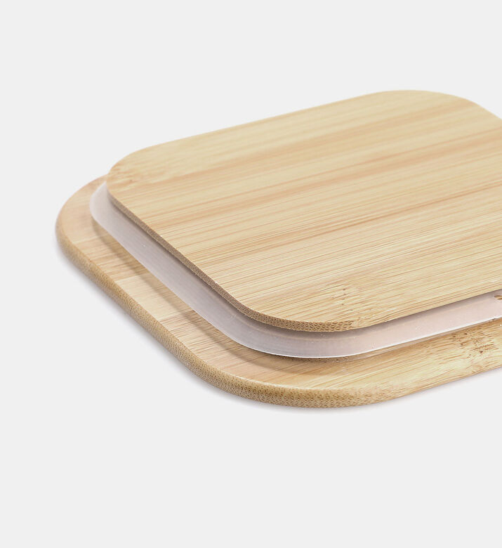Glass Square Bamboo Lid Container