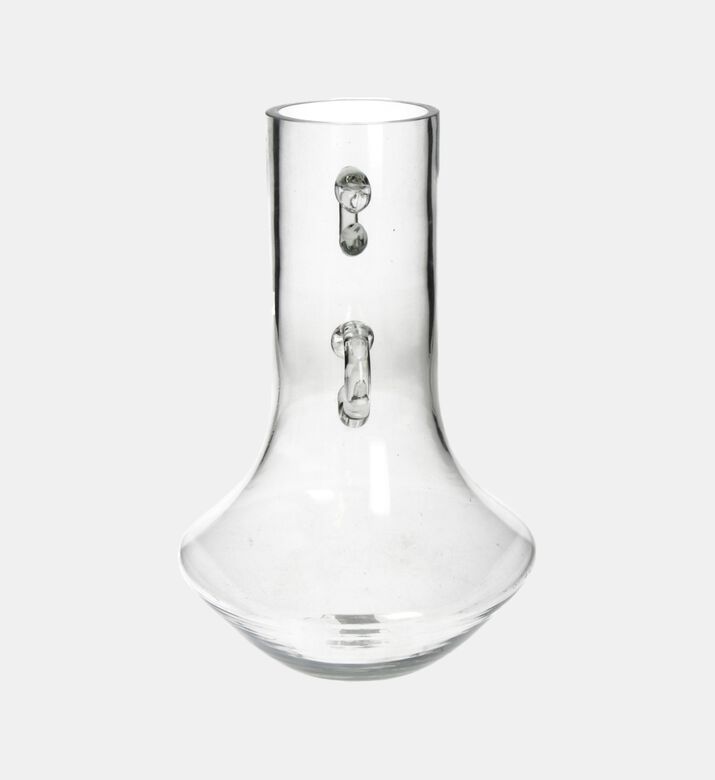 Handled Clear Glass Decorative Vase