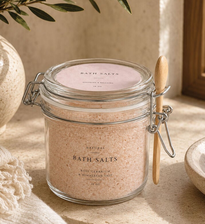 Home Deco and More Glass Jar Body Scrub, Pink, Packshot View