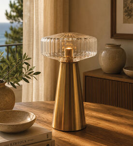 Light and Living Pleat Glass Table Lamp, 30x45-cm, Clear, Packshot View