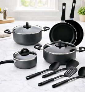 Home Deco and More Teflon 8-pieces Cookware Set, Grey, 18-cm, Packshot View