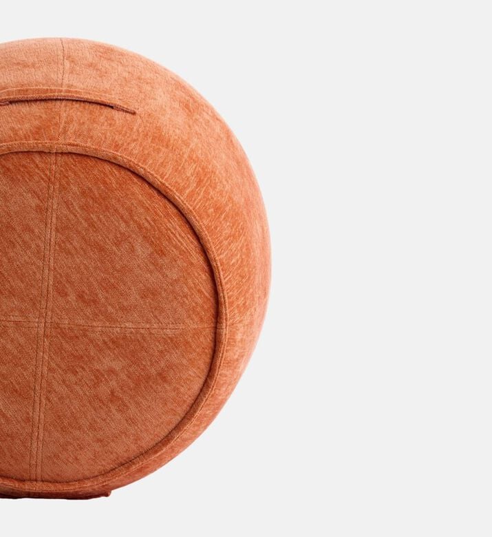Light and Living Sibiu Textured Round Pouf, Orange, Packshot View