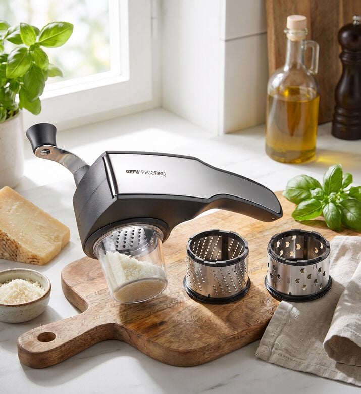 Gefu Pecorino Interchangeable Drums Rotary Grater, Packshot View