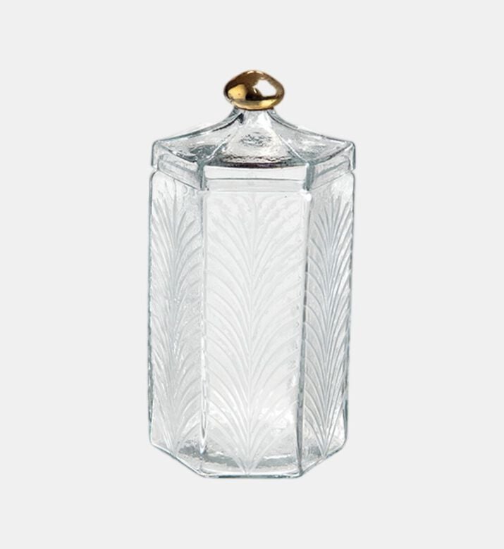 Bruco Glass Hexagonal-shape Jar, Clear, 13x25-cm, Packshot View
