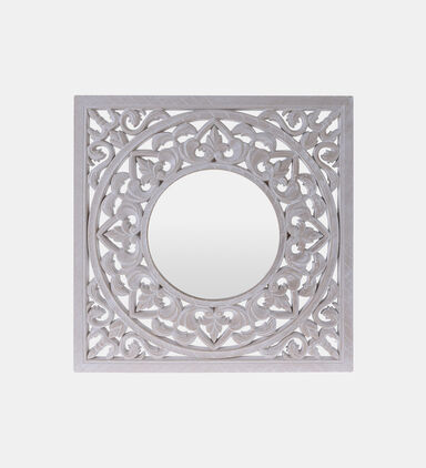 Wood Panel Ethnic Wall Mirror