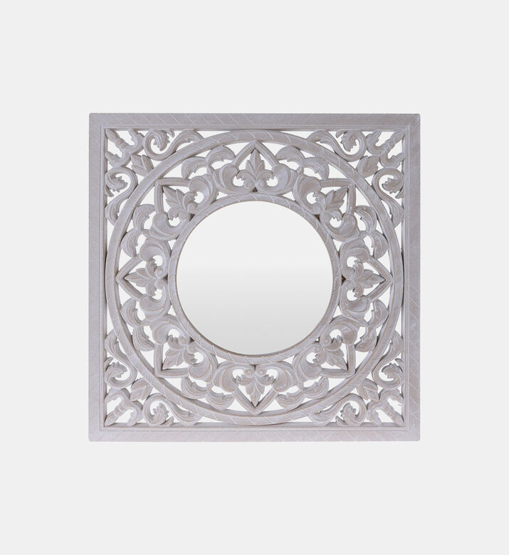 Wood Panel Ethnic Wall Mirror