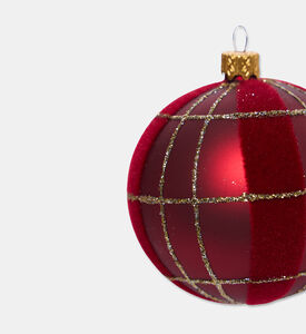 Home Deco and More Glittered Checks Christmas Ball, Red, Packshot View