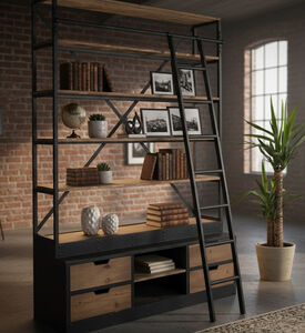 Home Deco and More Hawk Ladder Drawer Pine Bookcase, Packshot View